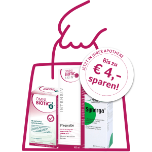 Click&Collect: OMNi-BiOTiC 6, OMNi-BiOTiC SKiN Intensiv-Pflege und Synerga mit Gutschein in Ihrer Apotheke sparen